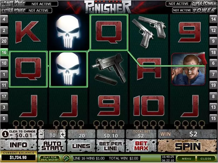  Main Screen Reels at Punisher War Zone 5 Reel Mobile Real Slot created by PlayTech