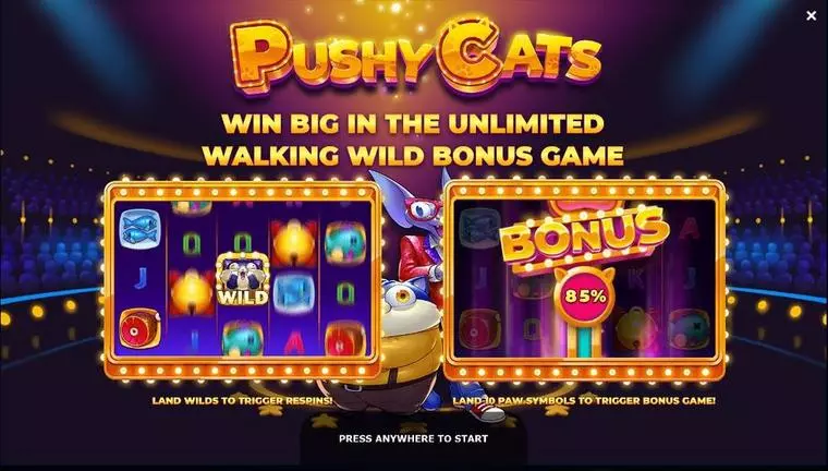  Info and Rules at Pushy Cats 5 Reel Mobile Real Slot created by Yggdrasil