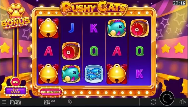  Main Screen Reels at Pushy Cats 5 Reel Mobile Real Slot created by Yggdrasil