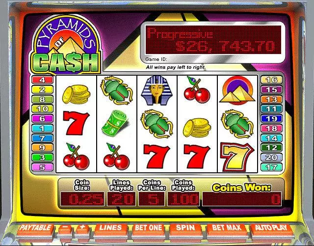  Main Screen Reels at Pyramids of Cash 5 Reel Mobile Real Slot created by Leap Frog