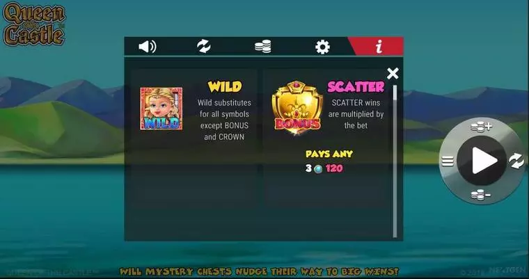  Bonus 1 at Queen of Castle 5 Reel Mobile Real Slot created by NextGen Gaming