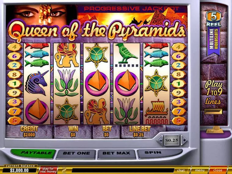  Main Screen Reels at Queen of Pyramids 5 Reel Mobile Real Slot created by PlayTech