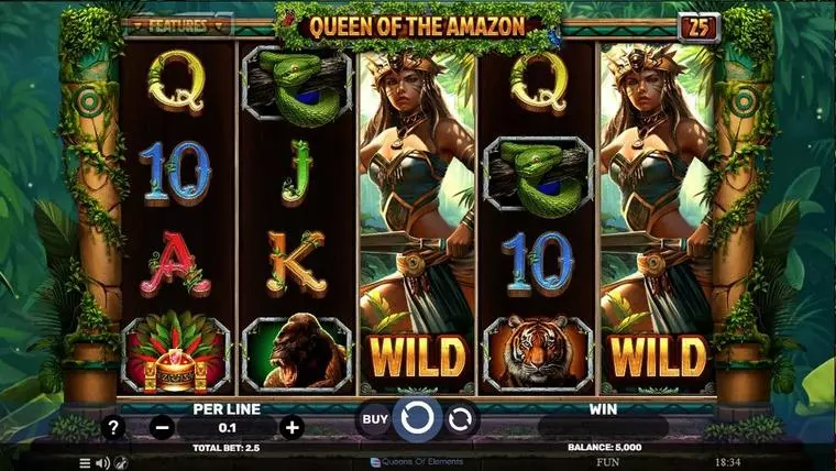  Main Screen Reels at Queen Of The Amazon 5 Reel Mobile Real Slot created by Spinomenal