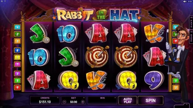 Main Screen Reels at Rabbit in the Hat 5 Reel Mobile Real Slot created by Microgaming