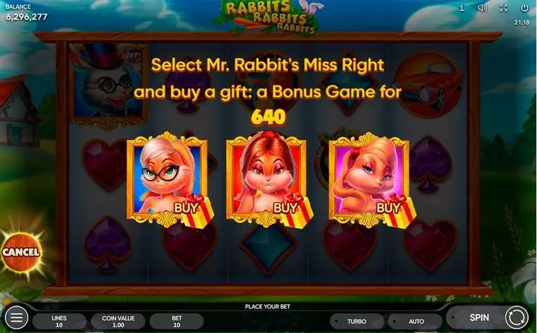 Bonus 1 at Rabbits, Rabbits, Rabbits! 5 Reel Mobile Real Slot created by Endorphina
