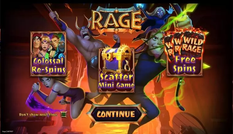  Introduction Screen at RAGE 5 Reel Mobile Real Slot created by NetEnt