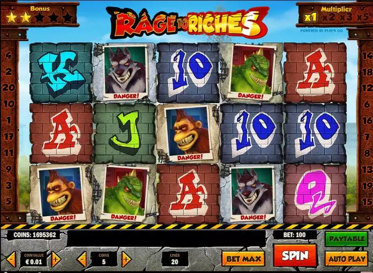  Main Screen Reels at Rage to Riches 5 Reel Mobile Real Slot created by Play'n GO