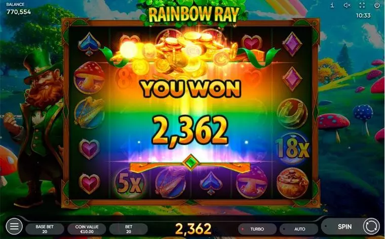  Winning Screenshot at Rainbow Ray 6 Reel Mobile Real Slot created by Endorphina
