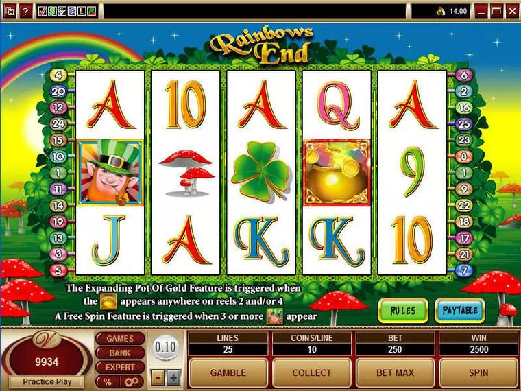  Main Screen Reels at Rainbows End 5 Reel Mobile Real Slot created by Microgaming