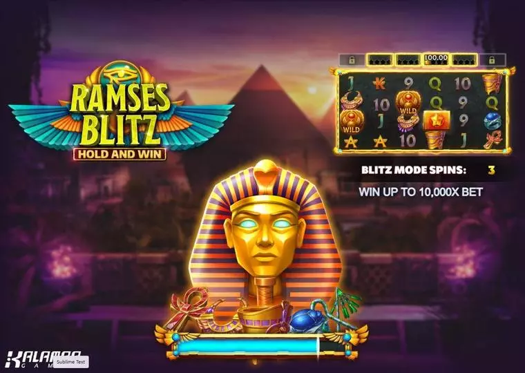  Introduction Screen at Ramses Blitz Hold and Win 6 Reel Mobile Real Slot created by Kalamba Games