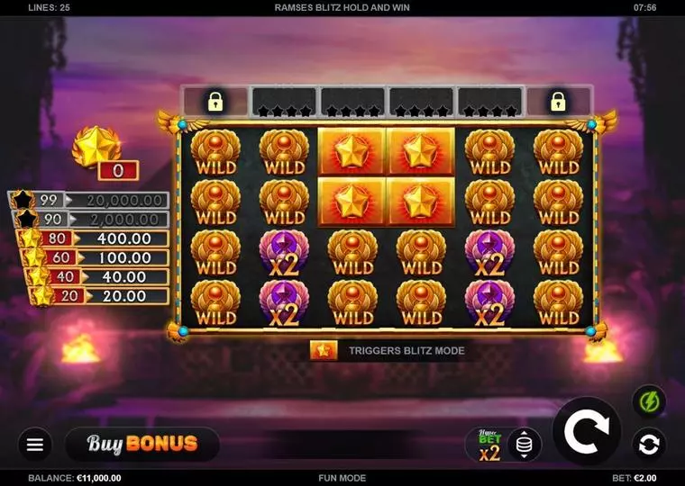  Main Screen Reels at Ramses Blitz Hold and Win 6 Reel Mobile Real Slot created by Kalamba Games