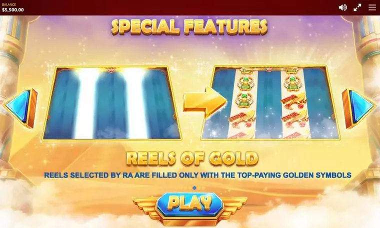  Info and Rules at RA's Legend 5 Reel Mobile Real Slot created by Red Tiger Gaming