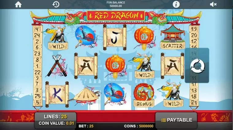  Main Screen Reels at Red Dragon 5 Reel Mobile Real Slot created by 1x2 Gaming