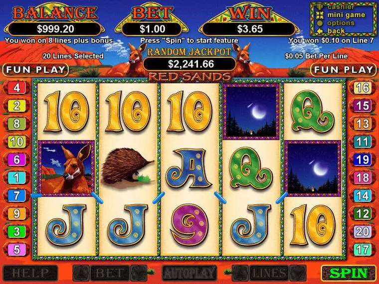  Main Screen Reels at Red Sands 5 Reel Mobile Real Slot created by RTG