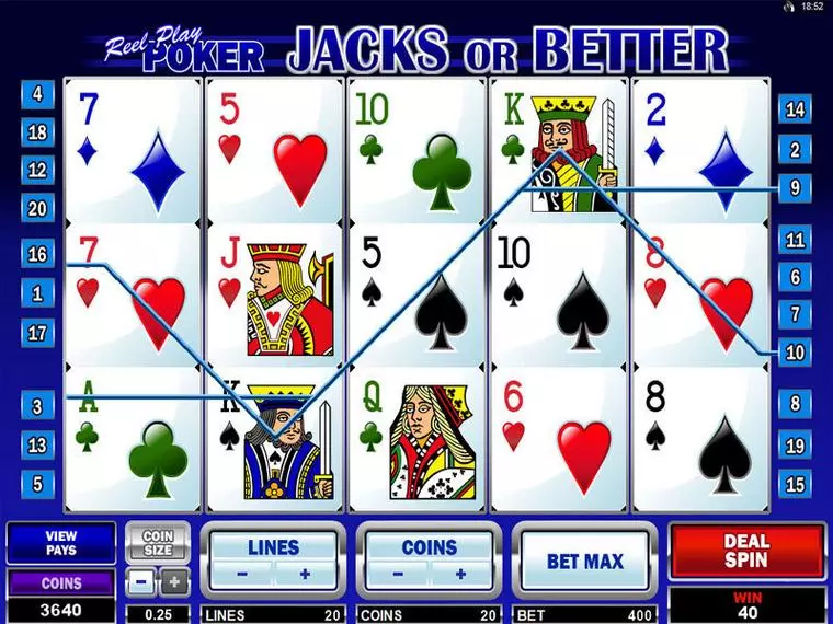  Main Screen Reels at Reel Play Poker - Jacks or Better 5 Reel Mobile Real Slot created by Microgaming