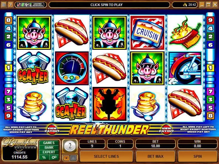  Main Screen Reels at Reel Thunder 5 Reel Mobile Real Slot created by Microgaming