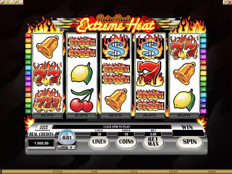  Main Screen Reels at Retro Reels - Extreme Heat 5 Reel Mobile Real Slot created by Microgaming