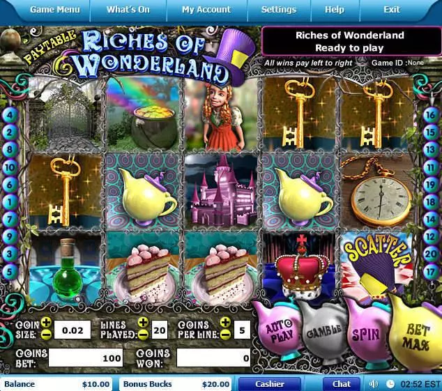  Main Screen Reels at Riches of Wonderland 5 Reel Mobile Real Slot created by Leap Frog