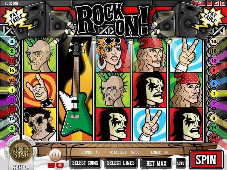  Main Screen Reels at Rock On 5 Reel Mobile Real Slot created by Rival
