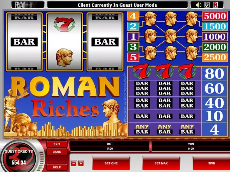  Main Screen Reels at Roman Riches 3 Reel Mobile Real Slot created by Microgaming
