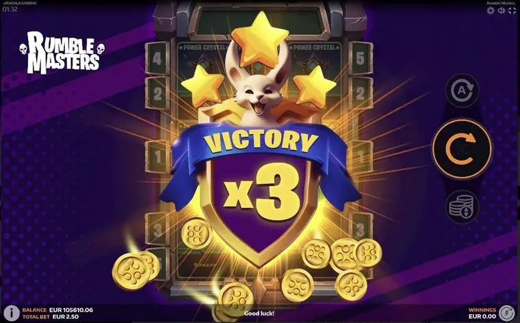  Introduction Screen at Rumble Masters 3 Reel Mobile Real Slot created by Mancala Gaming