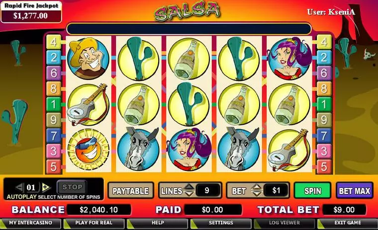  Main Screen Reels at Salsa 5 Reel Mobile Real Slot created by CryptoLogic