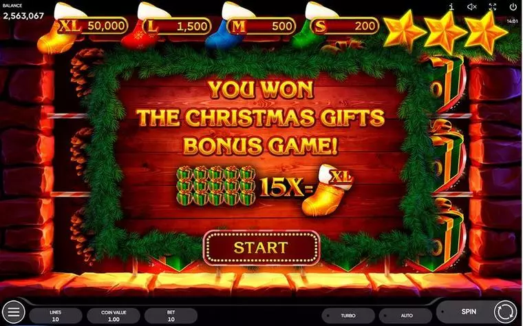  Bonus 1 at Santa's Gift 5 Reel Mobile Real Slot created by Endorphina