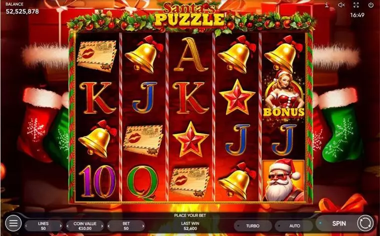  Main Screen Reels at Santa's Puzzle 5 Reel Mobile Real Slot created by Endorphina