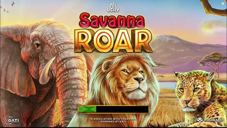  Introduction Screen at Savanna Roar 5 Reel Mobile Real Slot created by Jelly Entertainment