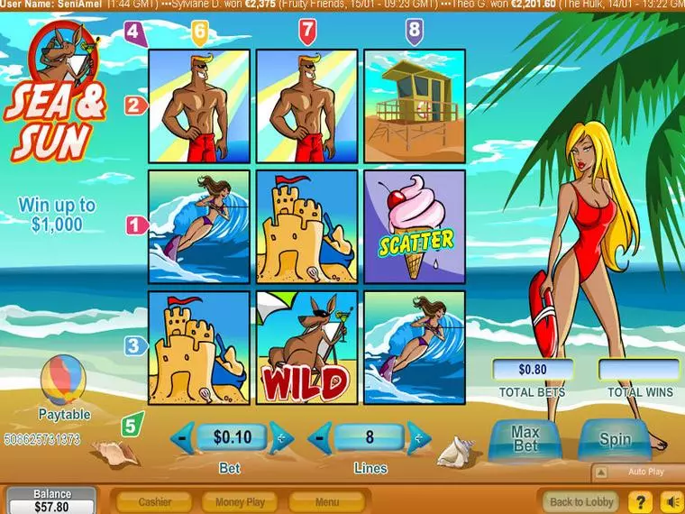  Main Screen Reels at Sea and Sun 3 Reel Mobile Real Slot created by NeoGames