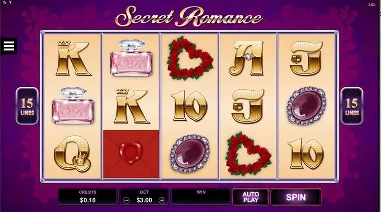  Main Screen Reels at Secret Romance 5 Reel Mobile Real Slot created by Microgaming