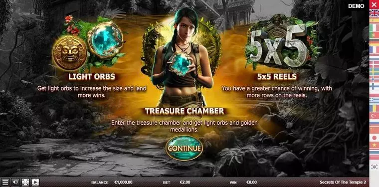 Info and Rules at SECRETS OF THE TEMPLE 2 5 Reel Mobile Real Slot created by Red Rake Gaming