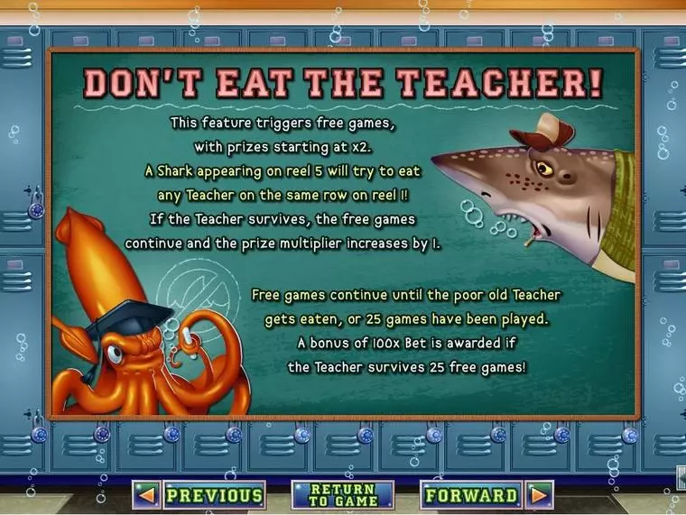  Info and Rules at Shark School 5 Reel Mobile Real Slot created by RTG