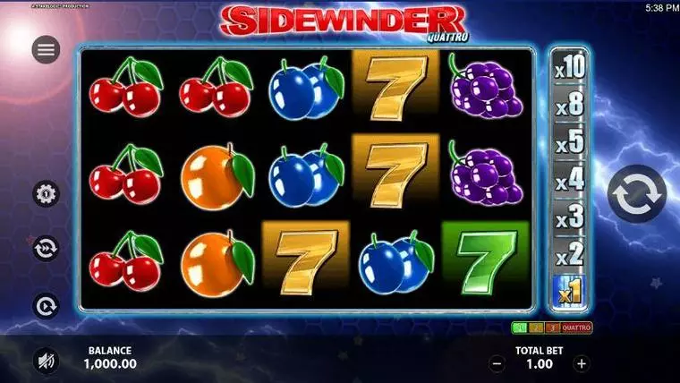  Main Screen Reels at Sidewinder Quattro 5 Reel Mobile Real Slot created by StakeLogic