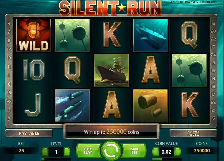  Main Screen Reels at Silent Run 5 Reel Mobile Real Slot created by NetEnt