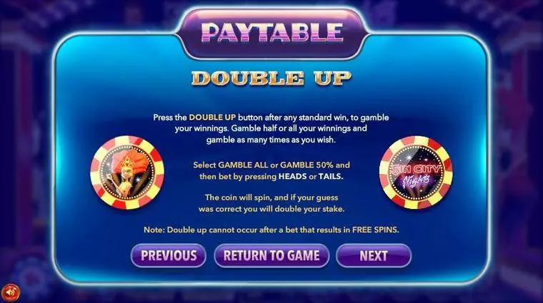  Info and Rules at Sin City Nights 5 Reel Mobile Real Slot created by BetSoft