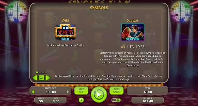  Bonus 1 at Singles Day 5 Reel Mobile Real Slot created by Booongo