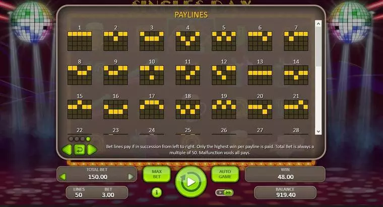  Info and Rules at Singles Day 5 Reel Mobile Real Slot created by Booongo
