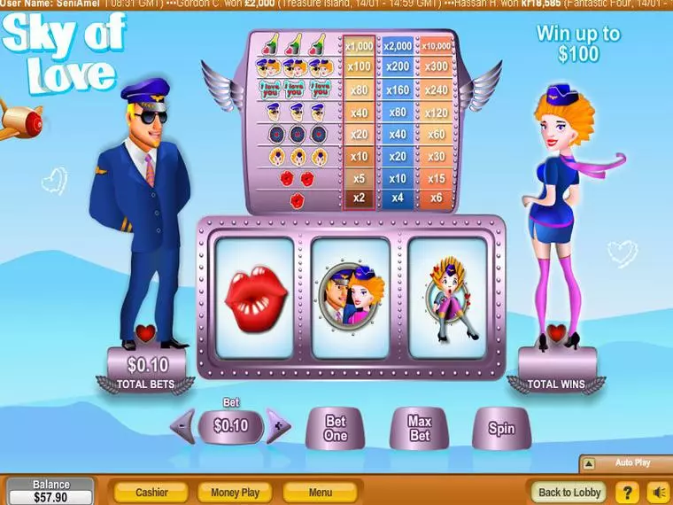 Main Screen Reels at Sky Of Love 3 Reel Mobile Real Slot created by NeoGames