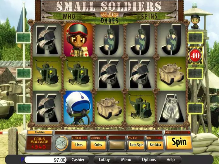  Main Screen Reels at Small Soldiers 5 Reel Mobile Real Slot created by Saucify