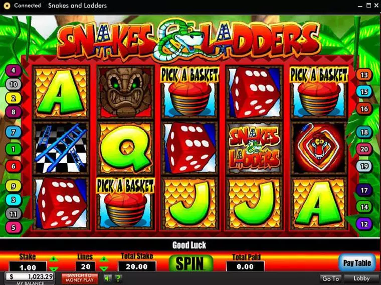  Bonus 1 at Snakes and Ladders 5 Reel Mobile Real Slot created by 888