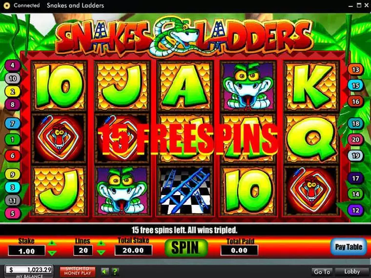  Bonus 3 at Snakes and Ladders 5 Reel Mobile Real Slot created by 888