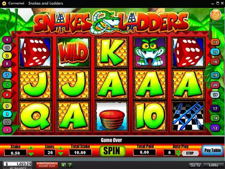  Main Screen Reels at Snakes and Ladders 5 Reel Mobile Real Slot created by 888