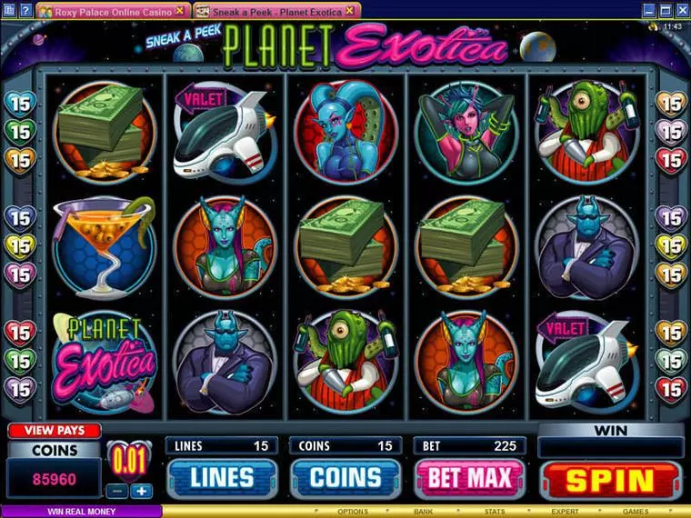  Main Screen Reels at Sneak a Peek - Planet Exotica 5 Reel Mobile Real Slot created by Microgaming