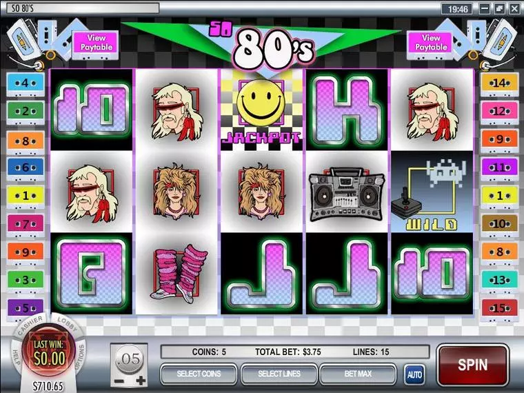  Main Screen Reels at So 80's 5 Reel Mobile Real Slot created by Rival