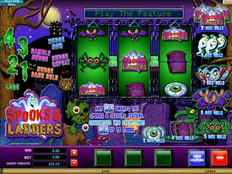  Main Screen Reels at Spooks and Ladders 3 Reel Mobile Real Slot created by Microgaming