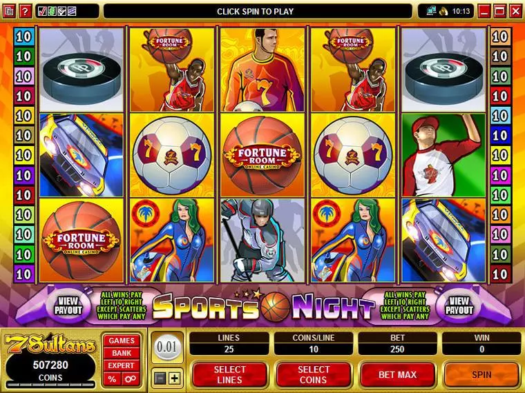  Main Screen Reels at Sports Night 5 Reel Mobile Real Slot created by Microgaming