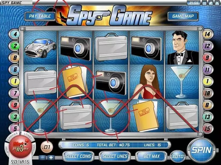  Main Screen Reels at Spy Game 5 Reel Mobile Real Slot created by Rival