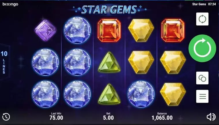  Main Screen Reels at Star Gems 5 Reel Mobile Real Slot created by Booongo