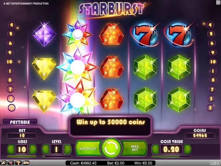  Bonus 1 at Starburst 5 Reel Mobile Real Slot created by NetEnt